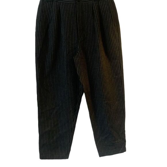 Pre Owned Women’s Just For Petites Pants Casual Sz 12 Black Gray Stripe Classic - Picture 7 of 11